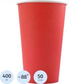 Стакан одноразовый бум 1-сл. d-90мм 400мл красный КОМУС 50шт/уп