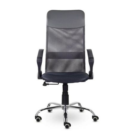 Кресло "Ультра", высокая спинка, с подлокотниками, хром, черное