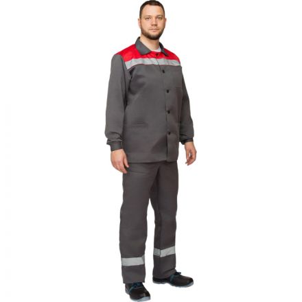 Костюм рабочий летний муж. л16-КПК с СОП сер/крас (р.60-62) 170-176