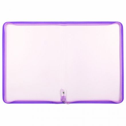 Папка объемная на молнии пластиковая BRAUBERG PASTEL, А4, 330х240 мм, 600 мкм, цвет лиловый, 271971