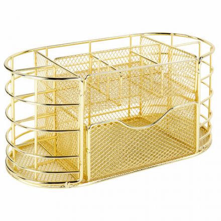 Органайзер для косметики и мелочей металлический 9 секций, MONTE VITA (МОНТЕ ВИТА), 105х218х110 мм, золото, 272475