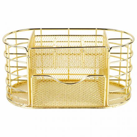 Органайзер для косметики и мелочей металлический 9 секций, MONTE VITA (МОНТЕ ВИТА), 105х218х110 мм, золото, 272475