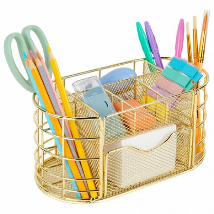 Органайзер для косметики и мелочей металлический 9 секций, MONTE VITA (МОНТЕ ВИТА), 105х218х110 мм, золото, 272475