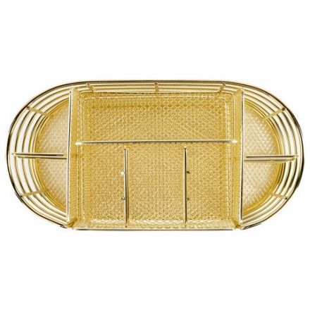 Органайзер для косметики и мелочей металлический 9 секций, MONTE VITA (МОНТЕ ВИТА), 105х218х110 мм, золото, 272475