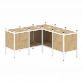 Loft Угловой внутренний стеллаж наборный VR.L-27 Тиквуд светлый/Белый металл 1278*1278*636