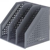 Вертикальный накопитель Deli 78995DGrey складной 3 отделения  темно-серый