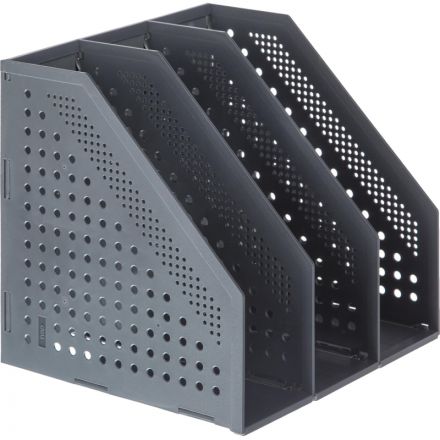 Вертикальный накопитель Deli 78995DGrey складной 3 отделения  темно-серый