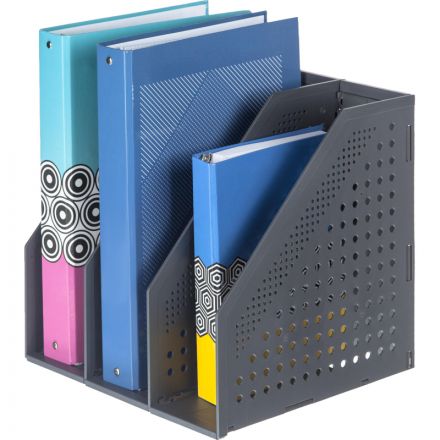 Вертикальный накопитель Deli 78995DGrey складной 3 отделения  темно-серый