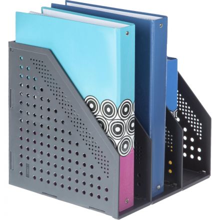 Вертикальный накопитель Deli 78995DGrey складной 3 отделения  темно-серый