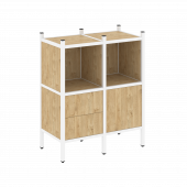 Loft Прямой стеллаж наборный VR.L-02 Тиквуд светлый/Белый металл 862*446*1047 Loft Прямой стеллаж наборный VR.L-02 Тиквуд светлый/Белый металл 862*446*1047