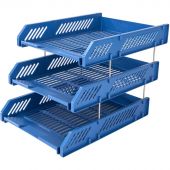 Лоток для бумаг горизонтальный Deli E9209 набор 3шт на металл.стерж синий