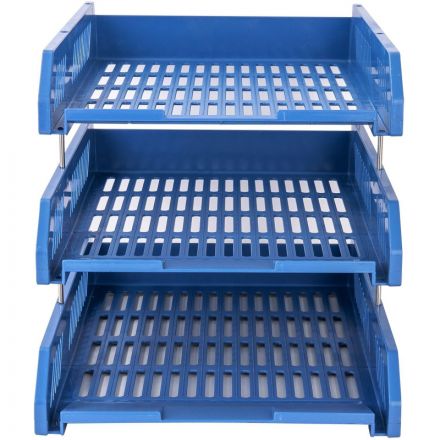 Лоток для бумаг горизонтальный Deli E9209 набор 3шт на металл.стерж синий Лоток для бумаг горизонтальный Deli E9209 набор 3шт на металл.стерж синий