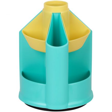 Настольная подставка СТАММ "Mini Desk", пластиковая, вращающаяся, мятный/желтый Настольная подставка СТАММ "Mini Desk", пластиковая, вращающаяся, мятный/желтый