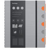 Бизнес-тетрадь А5+, 80л., Berlingo "Steel&Style Pro", клетка, на гребне, 80г/м2, перфорация, разделители, линейка, закладка, серебристый металлик