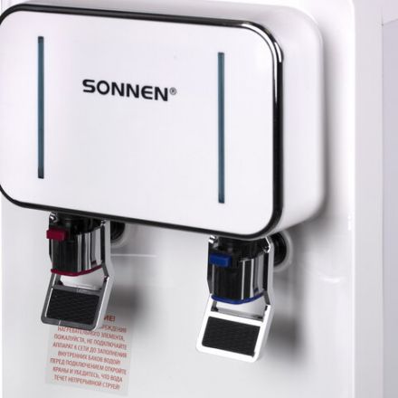 Кулер для воды SONNEN FSE-02BW, напольный, нагрев/охлаждение, НИЖНЯЯ ЗАГРУЗКА, 2 крана, белый, 456170