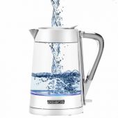 Чайник POLARIS PWK 1715 CGL, 1,7 л, 1850-2200 Вт, закрытый нагревательный элемент, стекло, белый, 54125, PWK 1715 CGL w