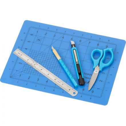 Набор для вырезания TOPFORT A4, нож макет, нож 9 мм, линейка, ножницы