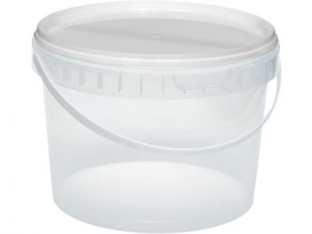 Ведро 2л круглое бесцветное с белой крышкой (ПП)