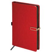 Скетчбук, слоновая кость 140 г/м2 130х210 мм, 80 л., КОЖЗАМ, застежка металл, BRAUBERG ART CLASSIC, "Inspiration", под кожу, красный, 116466