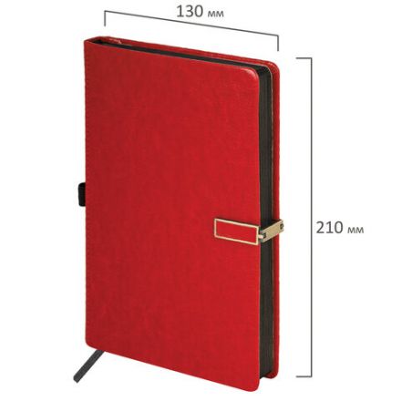 Скетчбук, слоновая кость 140 г/м2 130х210 мм, 80 л., КОЖЗАМ, застежка металл, BRAUBERG ART CLASSIC, "Inspiration", под кожу, красный, 116466