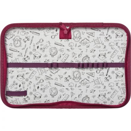 Пенал №1School Клеткая розовая 1 отд., ткань, 190х130 мм, ПКТ 04-20