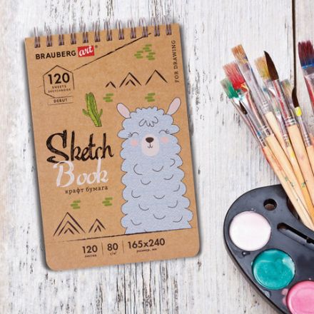 Скетчбук, крафт-бумага 80 г/м2, 165х240 мм, 120 л., гребень, твердая обложка, BRAUBERG ART DEBUT, 112999 Скетчбук, крафт-бумага 80 г/м2, 165х240 мм, 120 л., гребень, твердая обложка, BRAUBERG ART DEBUT, 112999