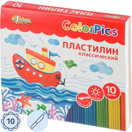Пластилин №1 School ColorPics набор 10цв 200г со стеком
