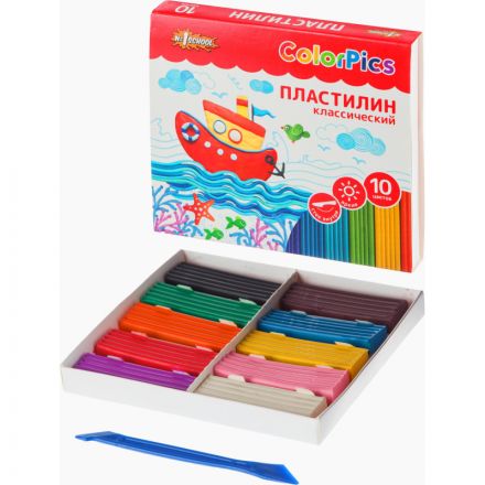 Пластилин №1 School ColorPics набор 10цв 200г со стеком