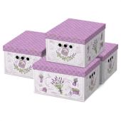 Короб для хранения из плотного микрогофрокартона 330х250х185 мм, КОМПЛЕКТ 4 шт., BRAUBERG HOME "Лаванда", 271813
