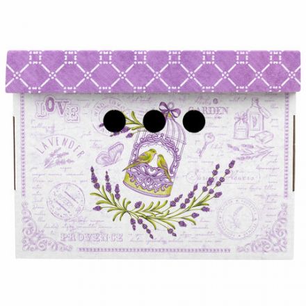 Короб для хранения из плотного микрогофрокартона 330х250х185 мм, КОМПЛЕКТ 4 шт., BRAUBERG HOME "Лаванда", 271813