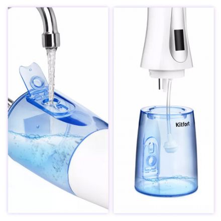 Ирригатор для полости рта KITFORT КТ-2913, портативный, емкость резервуара 0,35 л, 2 насадки, белый