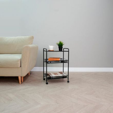 Этажерка офисно-бытовая "Ладья-33КС", 650х450х300 мм, 2 яруса + столик, металл, черная, Э 356 Ч