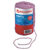 Нить хлопчатобумажная для прошивки документов, ТРИКОЛОР, диаметр 1,6 мм, длина 120 м, сменный блок, BRAUBERG, 601814 Нить хлопчатобумажная для прошивки документов, ТРИКОЛОР, диаметр 1,6 мм, длина 120 м, сменный блок, BRAUBERG, 601814