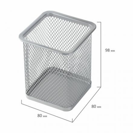 Подставка-органайзер BRAUBERG "Germanium", металлическая, квадратное основание, 98х80х80 мм, серебристая, 231939 Подставка-органайзер BRAUBERG "Germanium", металлическая, квадратное основание, 98х80х80 мм, серебристая, 231939