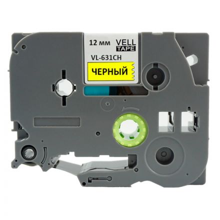 Картридж Vell VL-631CH(с чипом,12 мм,черный/желтом) для PT-100E/100ECH/D200