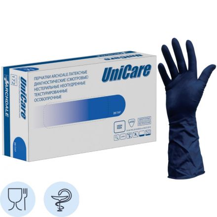 Перчатки латексные н/с, н/о UNICARE р.М (25пар/уп),ПС