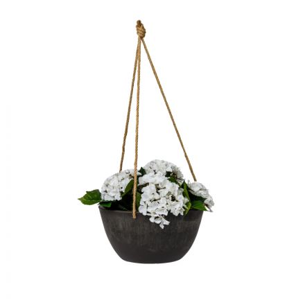 Кашпо подвесное на веревке,ДРЕВЕСНЫЙ УГОЛЬ (СЕРЫЙ),4л,H-11VD25
