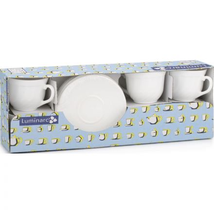 Сервиз чайный Luminarc Трианон 220 мл белый на 6 персон (артикул производителя E8845)
