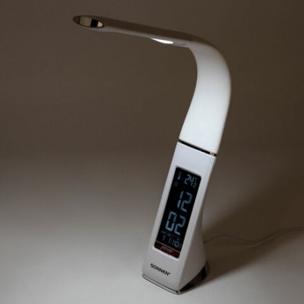 Настольная лампа / светильник SONNEN SM-01W на подставке, LCD-экран, СВЕТОДИОДНАЯ, 5 Вт, белый, 238233
