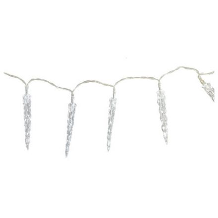 Электрогирлянда-нить комнатная "Сосульки" 2 м, 20 LED, холодный белый, батарейки, ЗОЛОТАЯ СКАЗКА, 592561