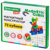 Магнитный конструктор MAGNETIC CUBES "КУБИЧЕСКИЙ", 72 магнитных кубика, BRAUBERG KIDS, 665724