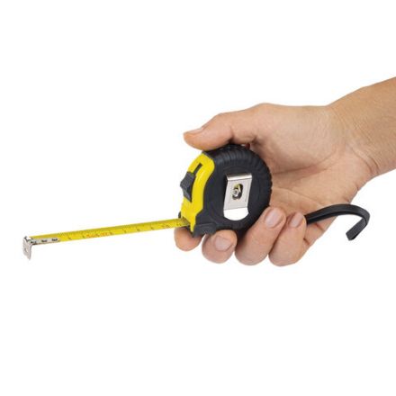 Рулетка измерительная 3 м х 16 мм, обрезиненный корпус, с фиксатором, RABBITEX (РАББИТЕКС) Standard, 671348