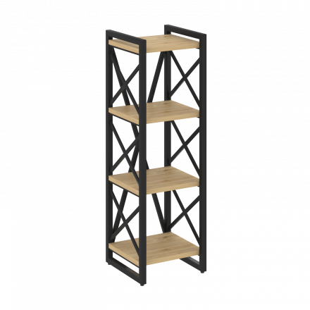 Loft Стеллаж на регулируемых опорах-4 полки VR.L-MST.O-4.4 Тиквуд светлый/Чёрный металл 400*400*1280