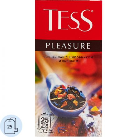 Чай Tess Pleasure черный с шиповником и яблоком 25 пакетиков