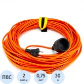 Удлинитель КОМУС ПВС 2х0,75кв.мм. 30м 6А без/з.,без/загл.,IP20,цвет оранж