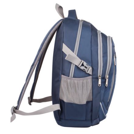 Рюкзак BRAUBERG HIGH SCHOOL универсальный, 3 отделения, "Старлайт", синий/серый, 46х34х18 см, 226342