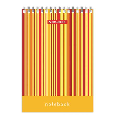 Блокнот МАЛЫЙ ФОРМАТ А6 97х145 мм, 40 л., гребень, картон, клетка, BRAUBERG, "Полоски", 129822