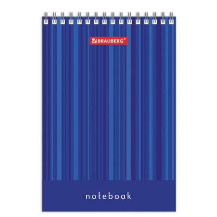 Блокнот МАЛЫЙ ФОРМАТ А6 97х145 мм, 40 л., гребень, картон, клетка, BRAUBERG, "Полоски", 129822