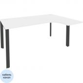 Стол KYN_0MX_ONIX-П правый П на металлокаркасе O.MP-SA-4Rбелый брил./антрац
