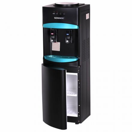 Кулер для воды SONNEN FSC-02W TURBO напольный, ТУРБОНАГРЕВ/ОХЛАЖДЕНИЕ КОМПРЕССОРНОЕ, шкаф, 2 крана, черный, 456171
